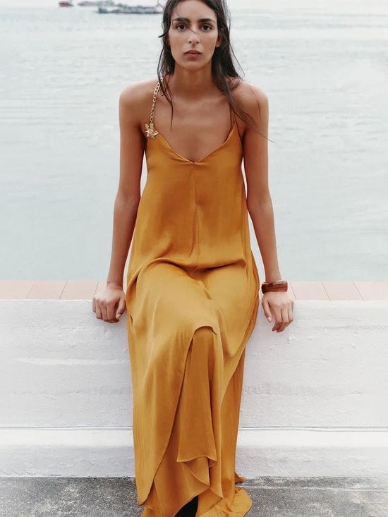 Zara Dresses & Skirts - ZARA NWT Sunflower Orange Midi Dress
